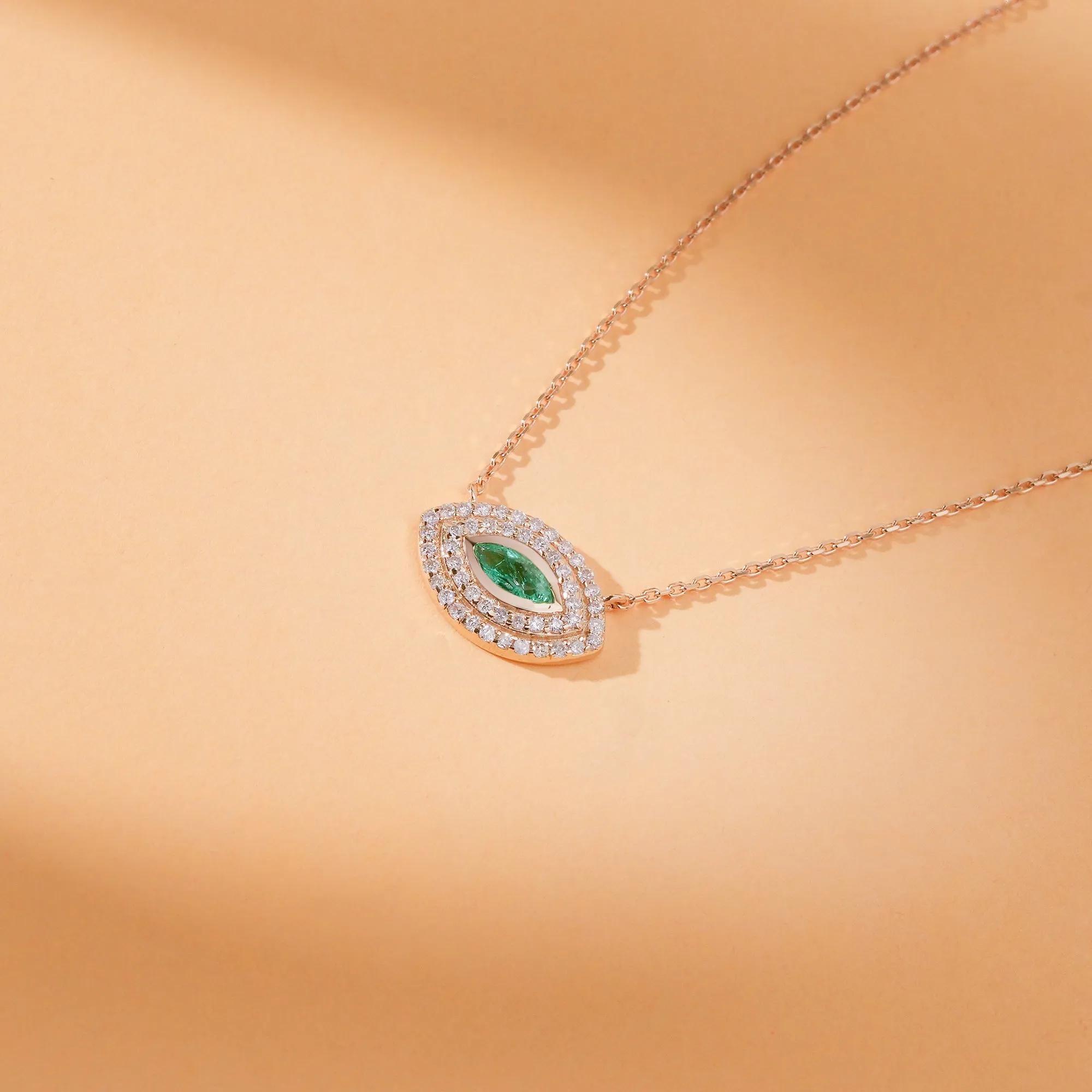 Emerald Diamond Eye Necklace, Gemma
