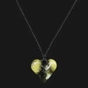 Express Your Love with Quality Jade Pendant Necklace - Cute Small Delicate Heart-Shaped Dark Green Flower Design - Perfect Gift for Her