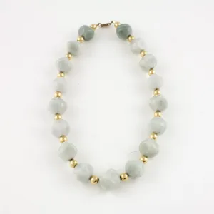 Faceted light green jade bead necklace