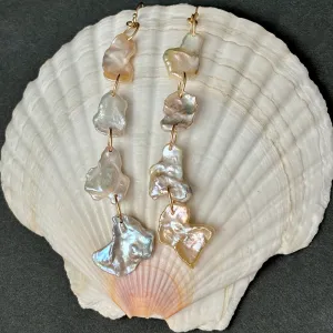 feather weight long dangle keshi pearl earrings