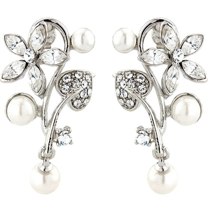 Fleur Crystal and Pearl Earrings
