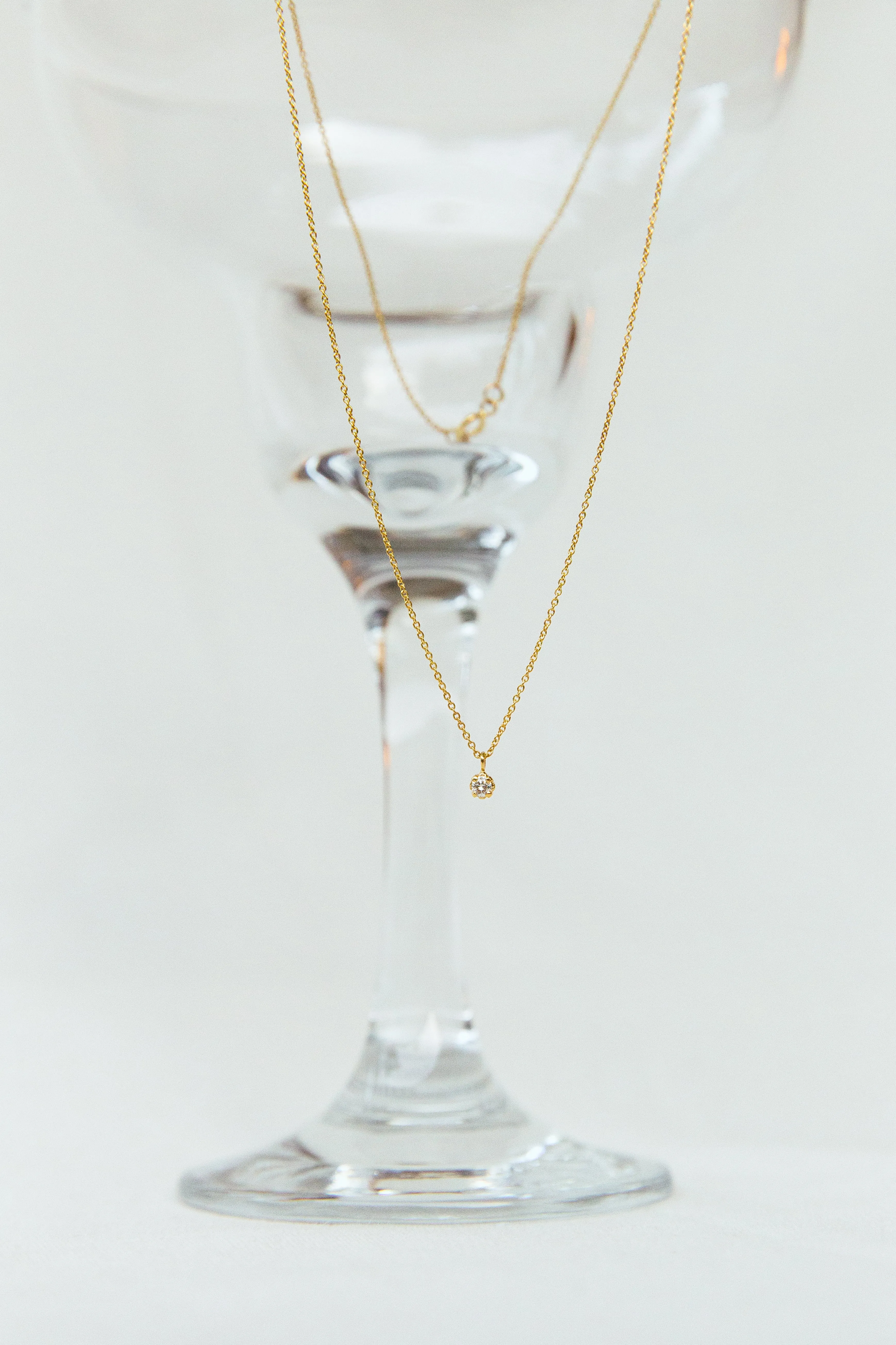 Floating Diamond Necklace, Solid 18k Gold
