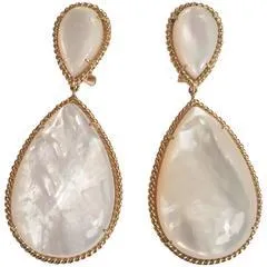 Floral motif diamond drop earring on wire with Euro backs