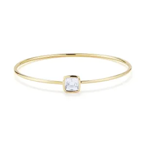 Gaia - Bangle Bracelet with White Topaz, 18k Yellow Gold