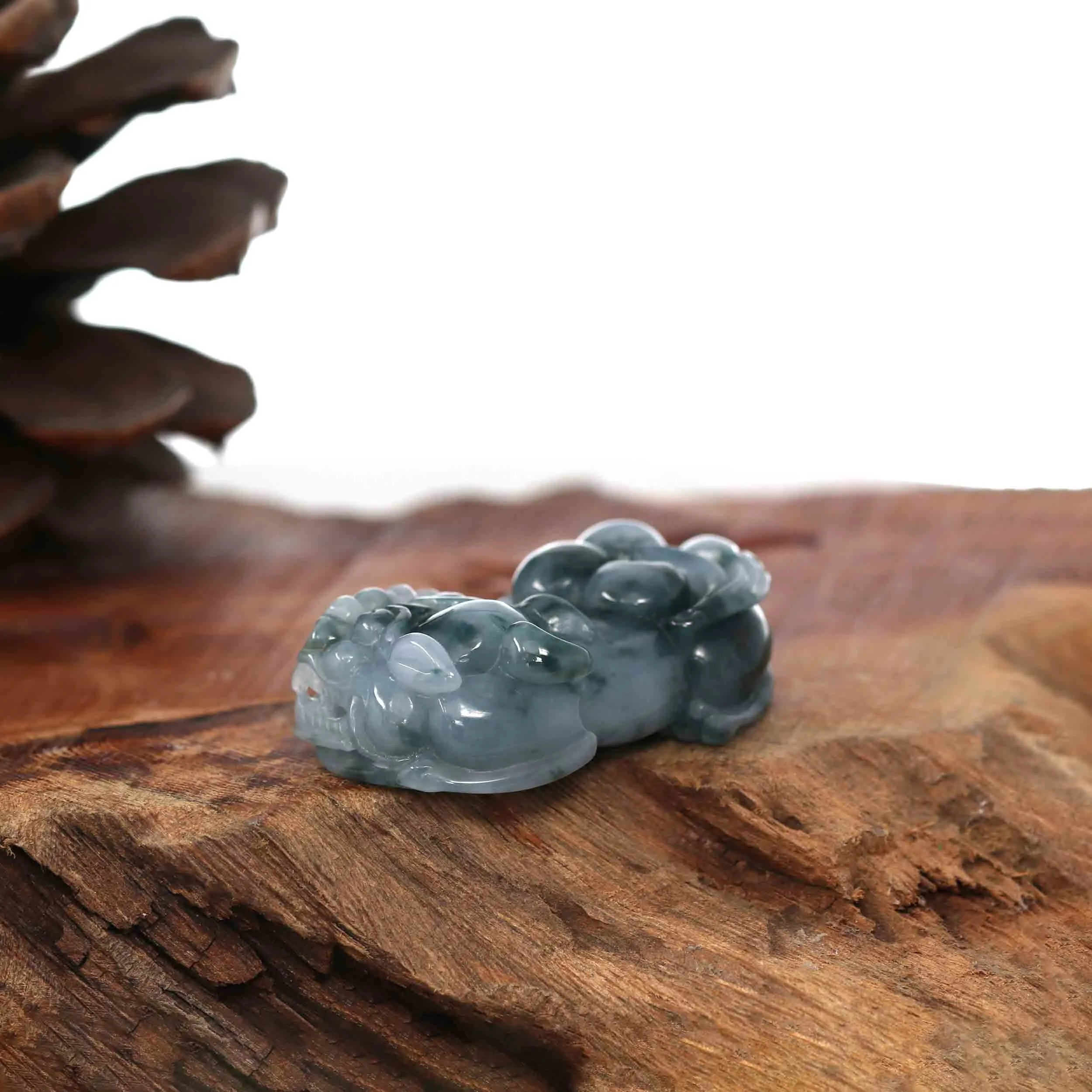 Genuine Burmese Ice Blue Jadeite Jade PiXiu Pendant Necklace