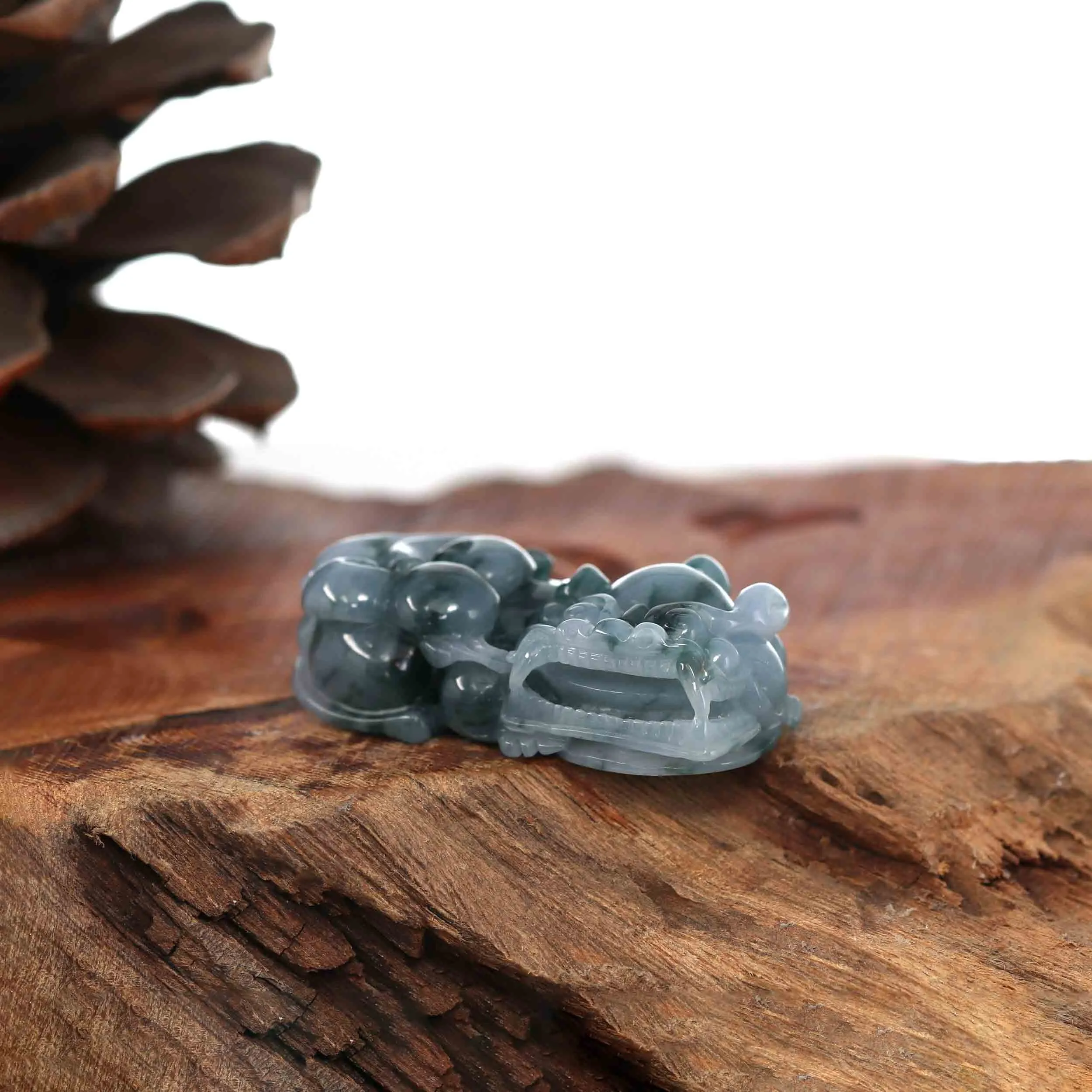 Genuine Burmese Ice Blue Jadeite Jade PiXiu Pendant Necklace