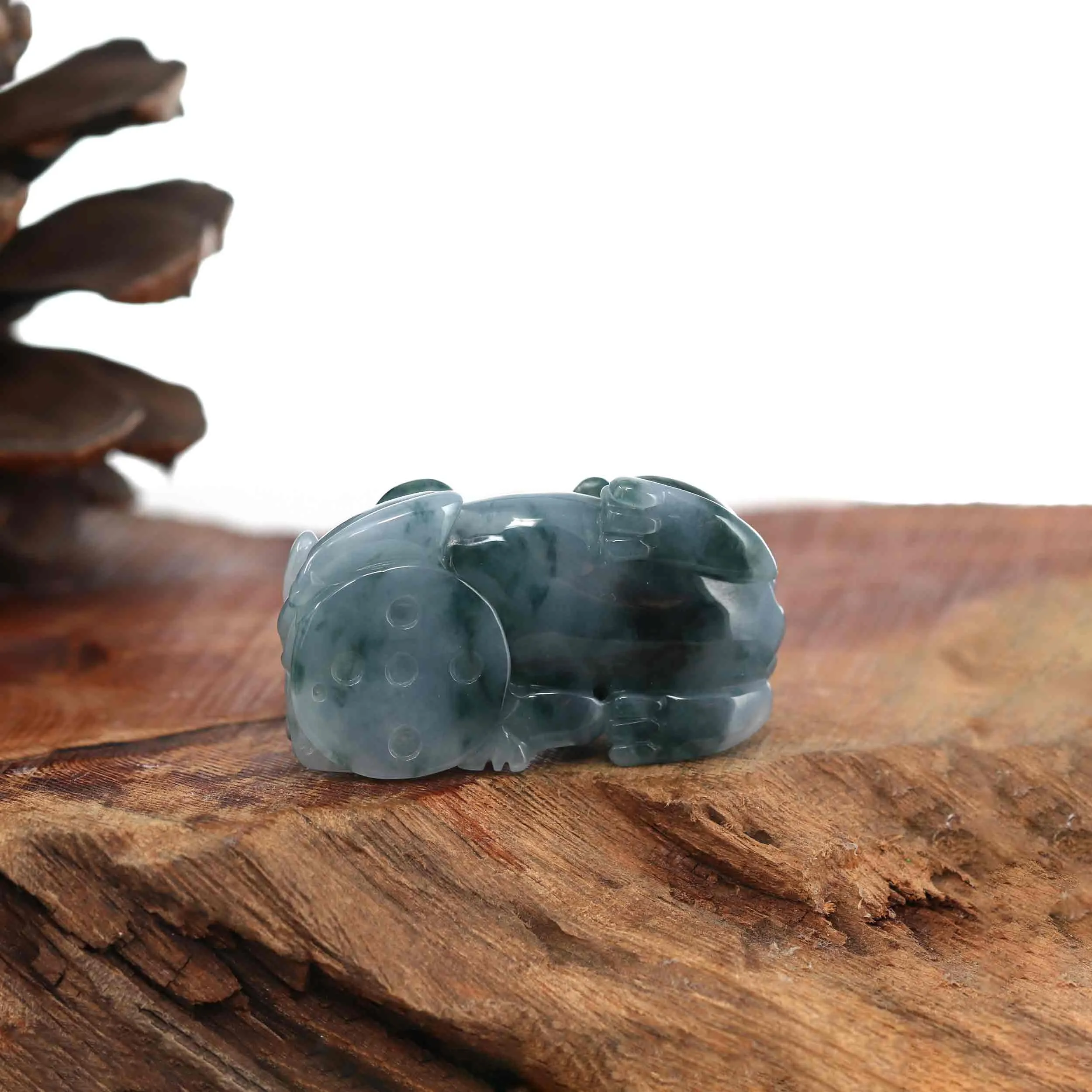 Genuine Burmese Ice Blue Jadeite Jade PiXiu Pendant Necklace
