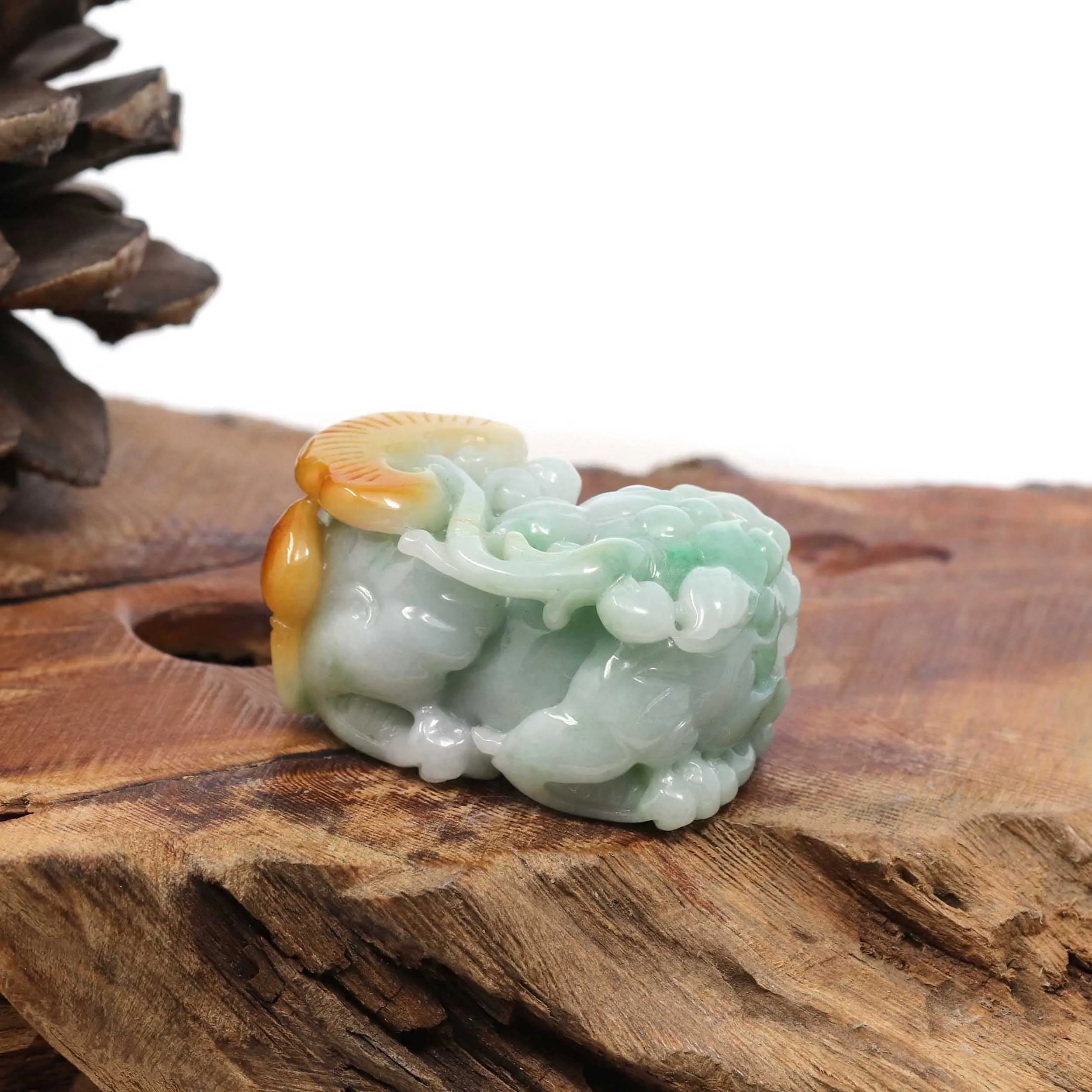 Genuine Burmese Yellow-Green Jadeite Jade PiXiu Pendant Necklace