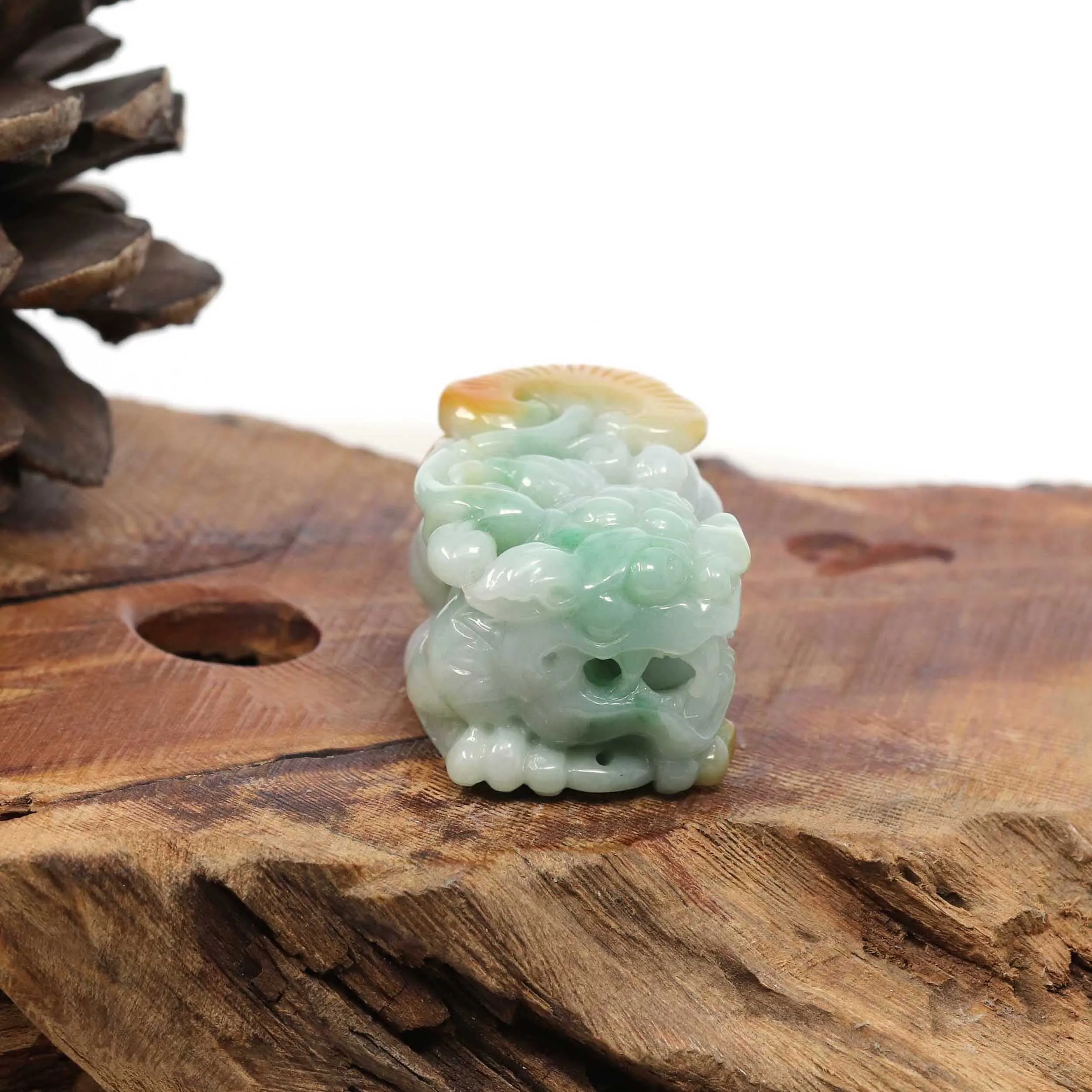 Genuine Burmese Yellow-Green Jadeite Jade PiXiu Pendant Necklace