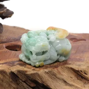 Genuine Burmese Yellow-Green Jadeite Jade PiXiu Pendant Necklace