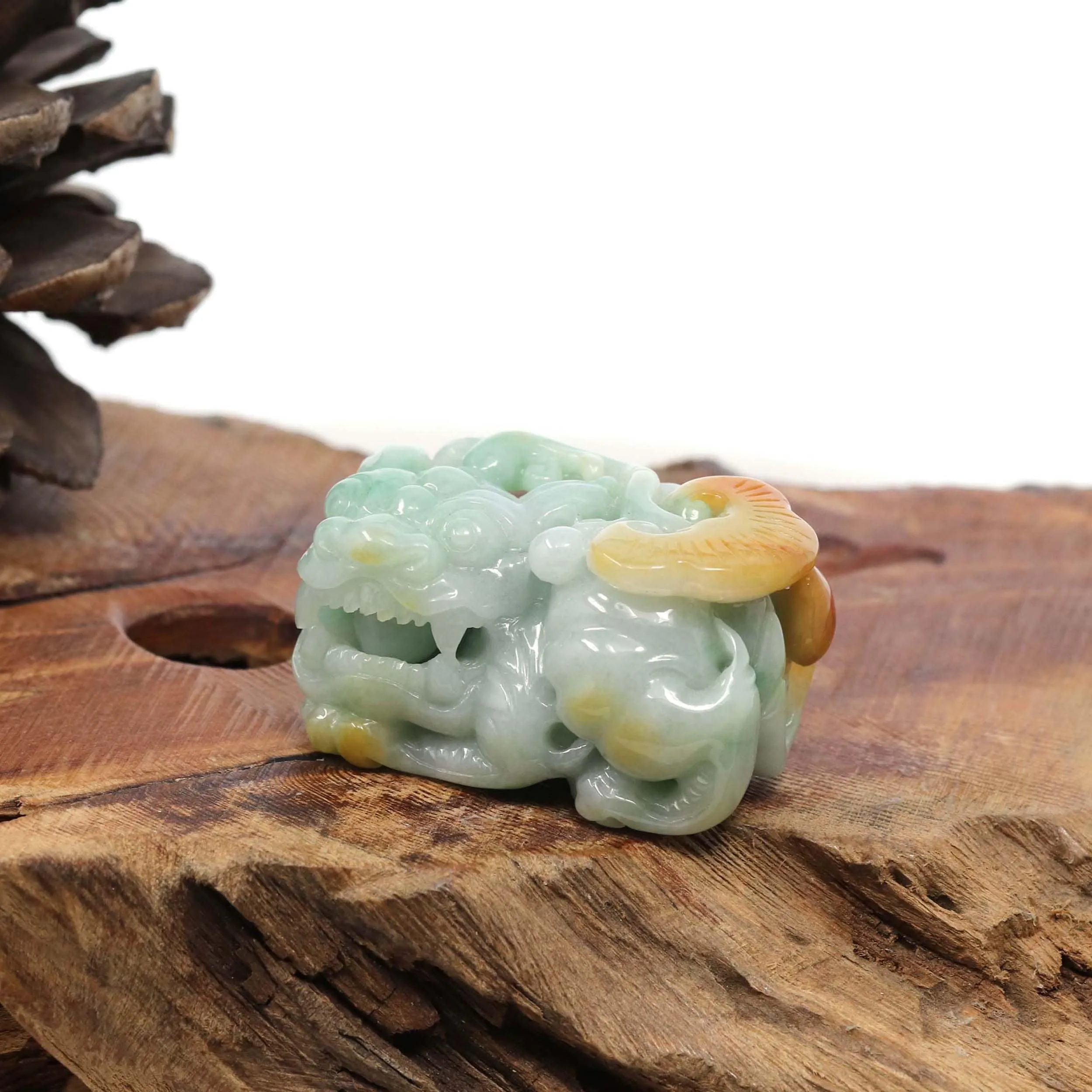 Genuine Burmese Yellow-Green Jadeite Jade PiXiu Pendant Necklace