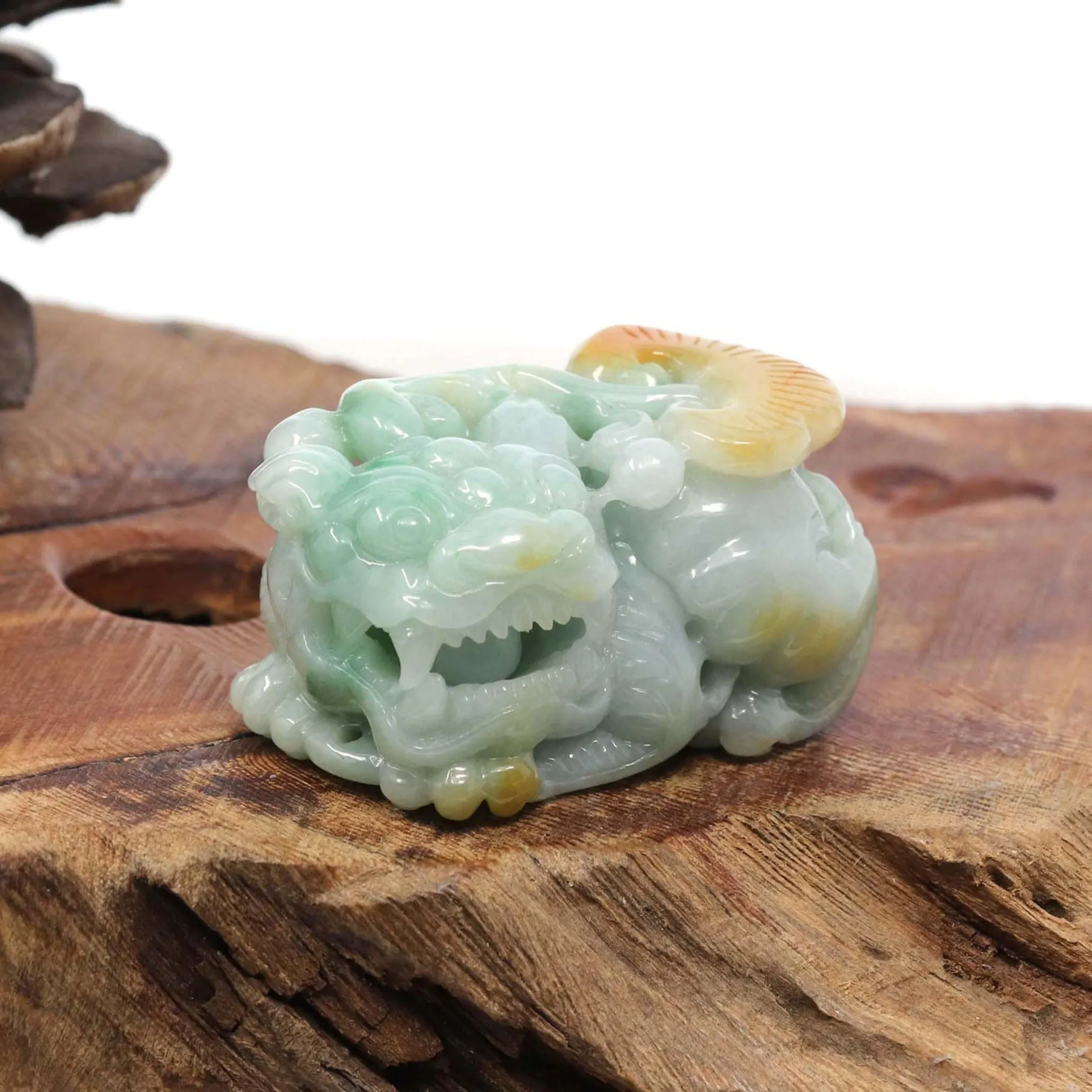 Genuine Burmese Yellow-Green Jadeite Jade PiXiu Pendant Necklace