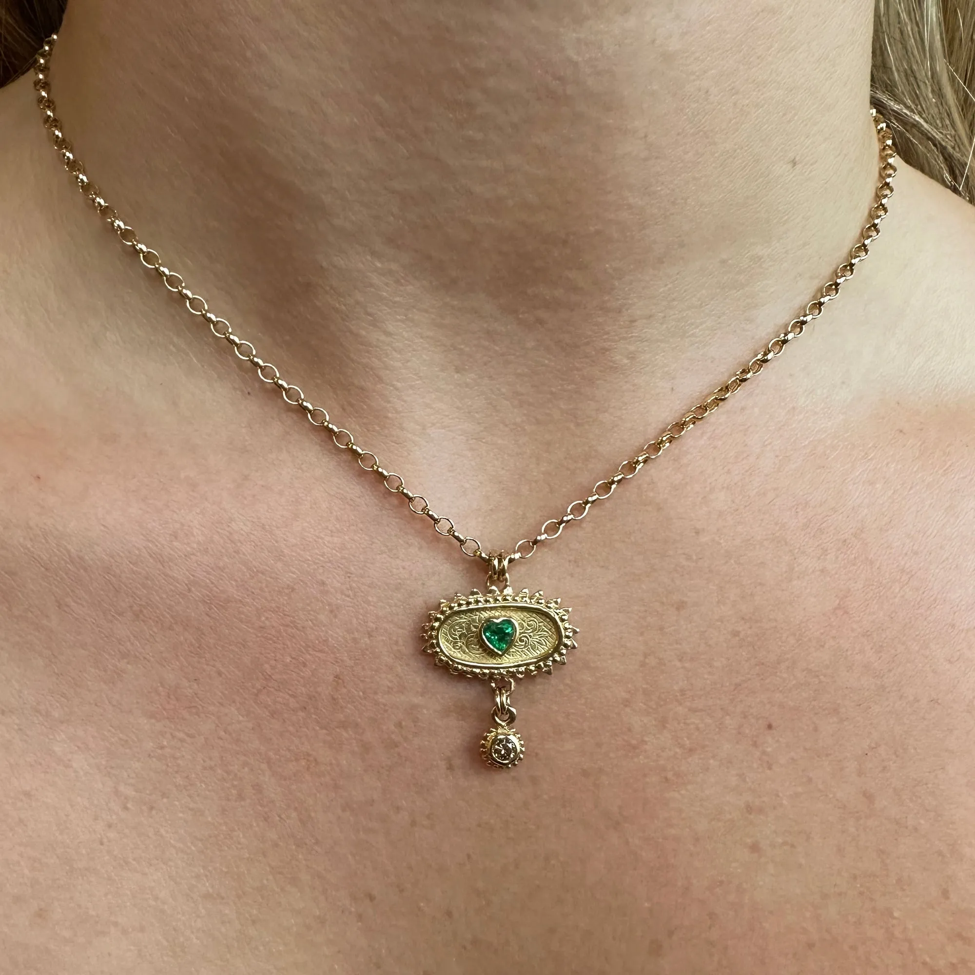 Gold, Emerald & Diamond Kinship Amulet Necklace