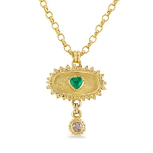 Gold, Emerald & Diamond Kinship Amulet Necklace