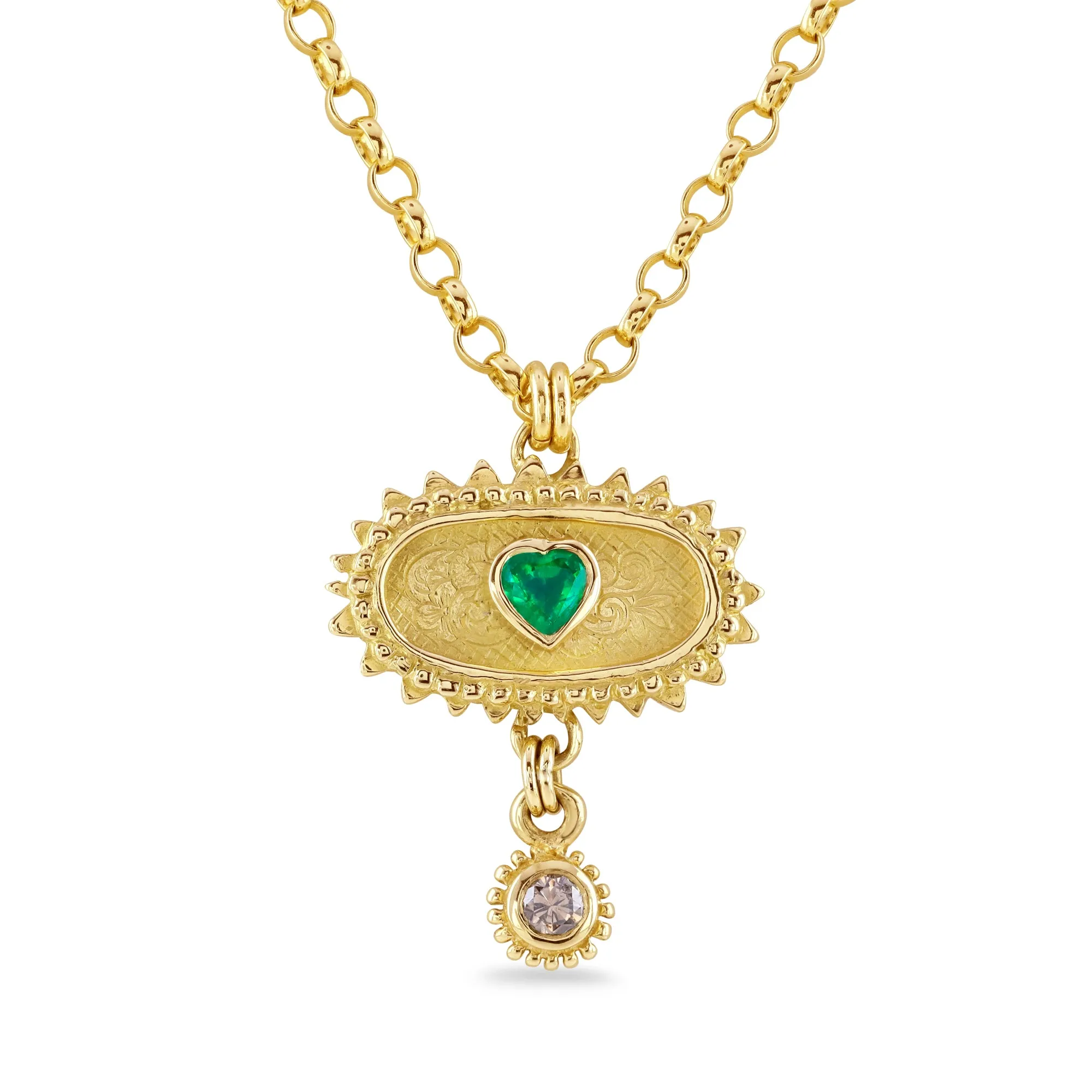 Gold, Emerald & Diamond Kinship Amulet Necklace