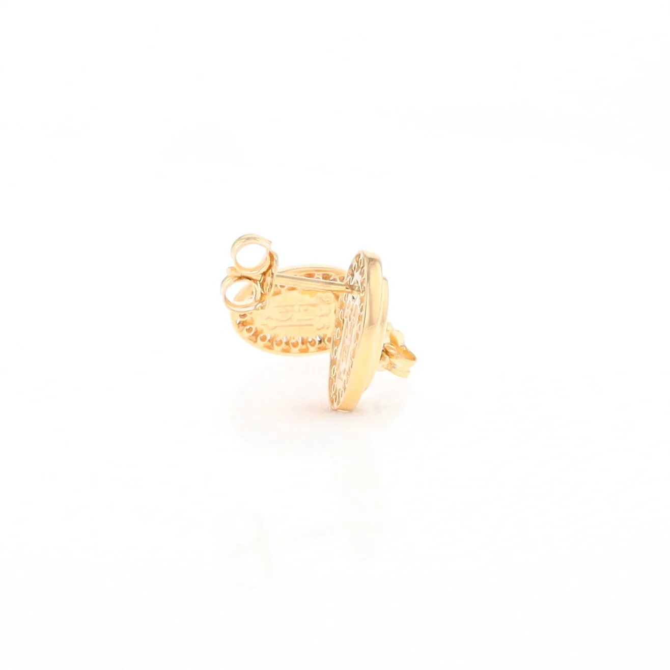 Gold Quartz Earrings Oval Inlaid with .25ctw Round Diamonds Halo