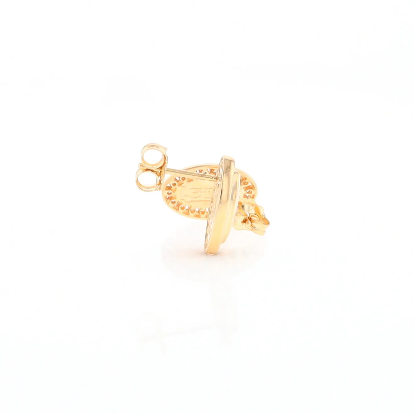 Gold Quartz Earrings Oval Inlaid with .25ctw Round Diamonds Halo