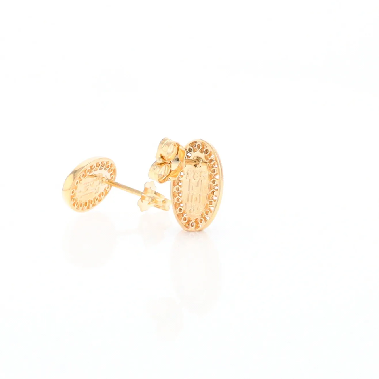 Gold Quartz Earrings Oval Inlaid with .25ctw Round Diamonds Halo