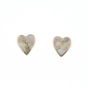 Gold Quartz Heart Stud Earrings - G2