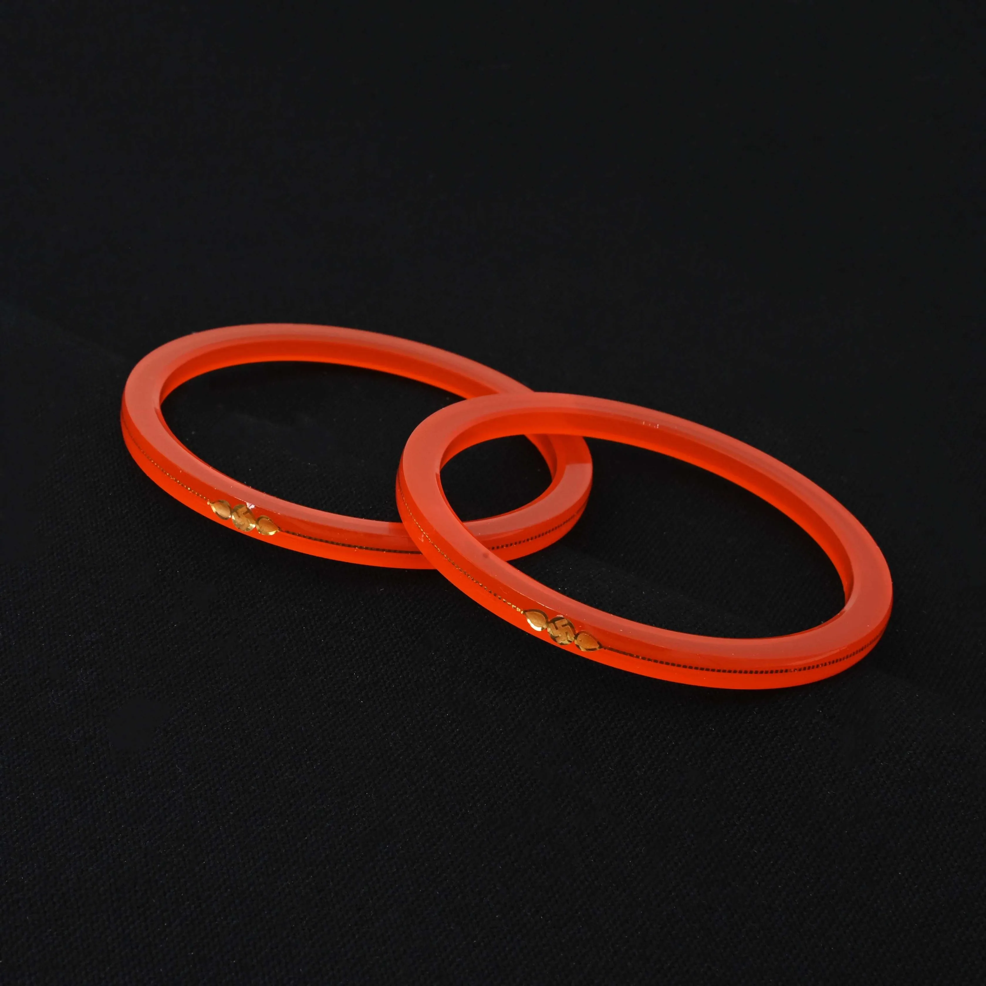 Gold Small Swastika Design Red Bangle