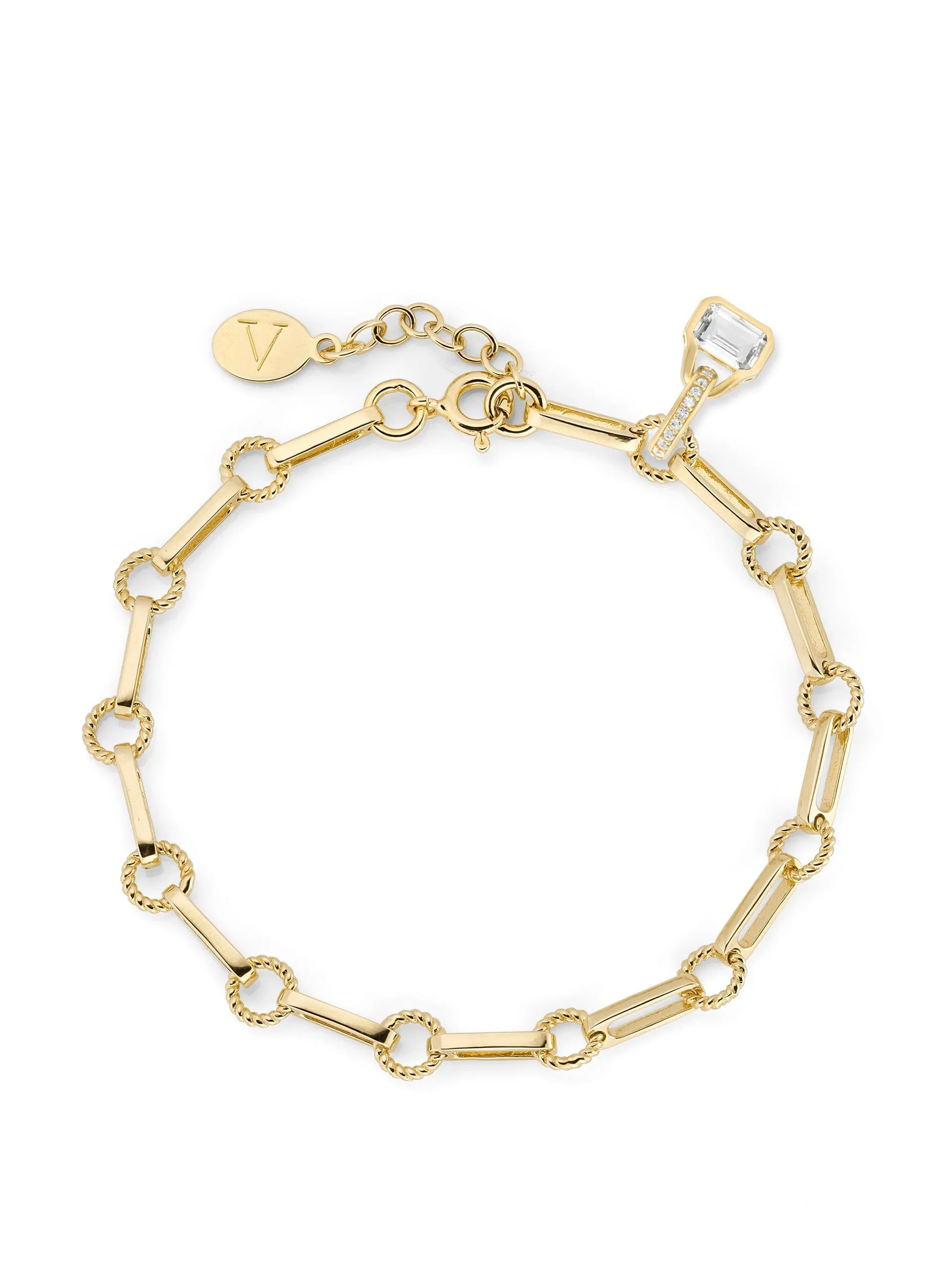 Gold twisted link vintage chain bracelet
