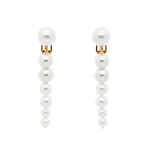 Graduated Pearl Drop Clip Earrings