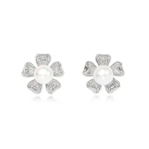 Gratia tudor rose cultured freshwater pearl stud earrings