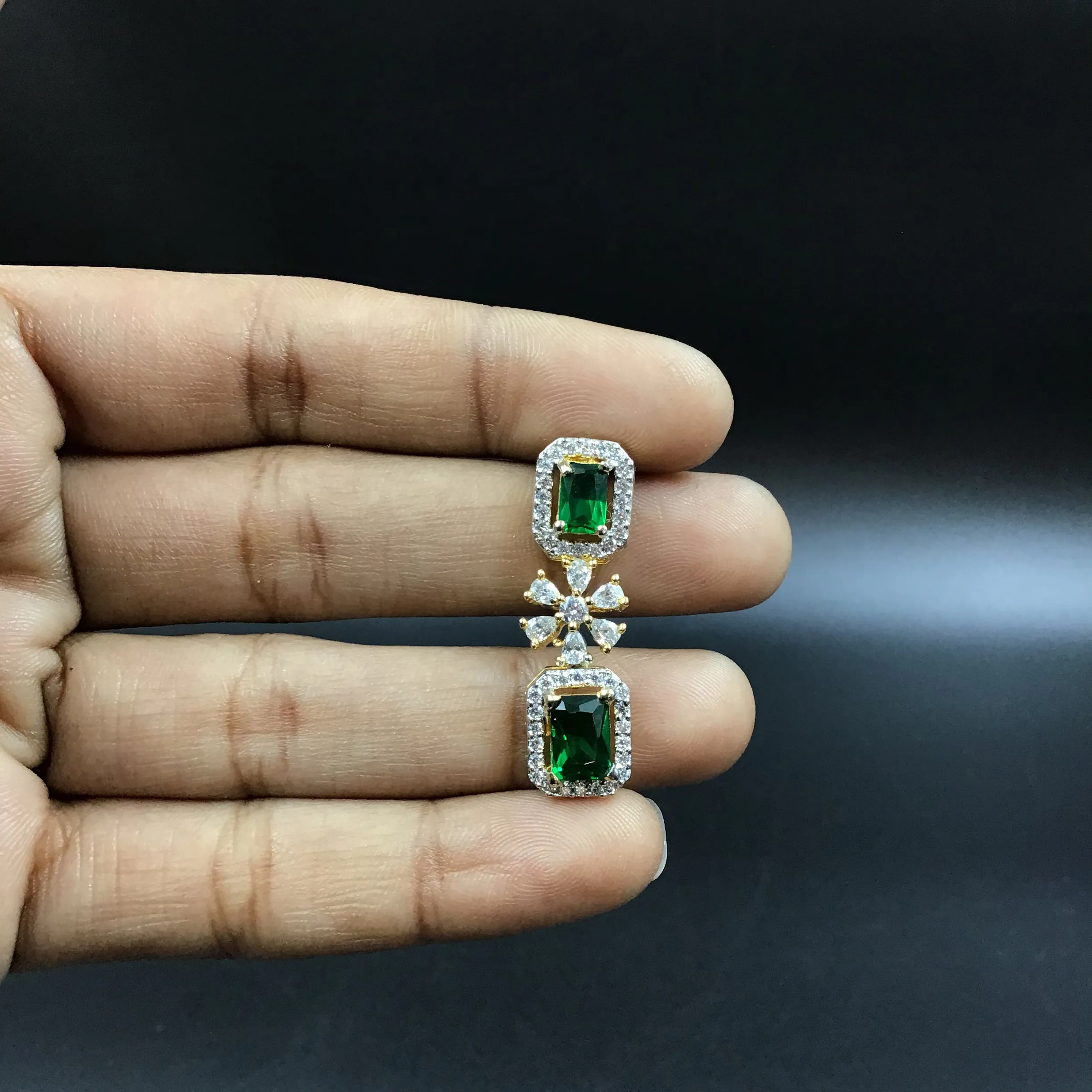Green Zircon/AD Necklace Set 14427-1517