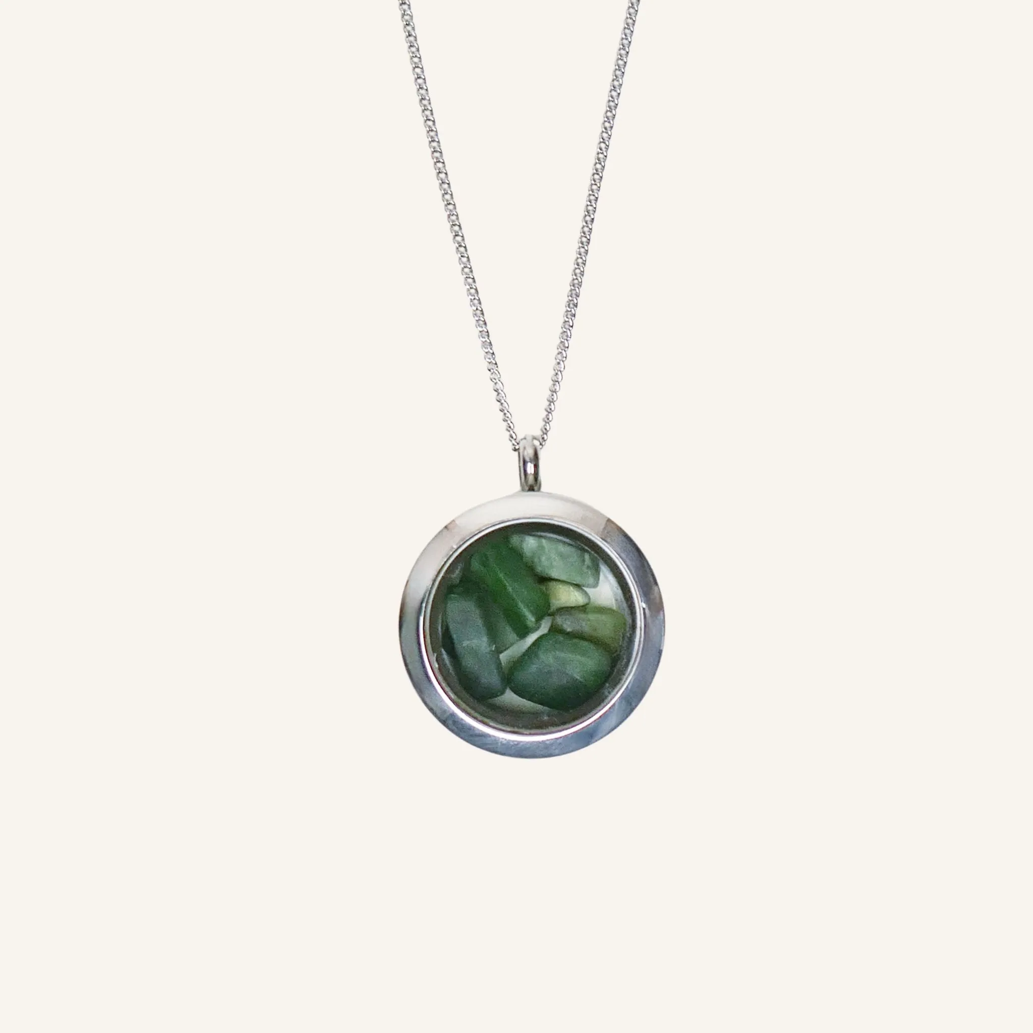 Greenstone & Stainless - Small Locket Pendant