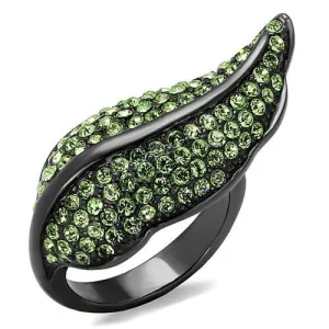 Gun Stainless Steel Ring Top GRD Crystal Peridot TK985LJ for Women Style Light