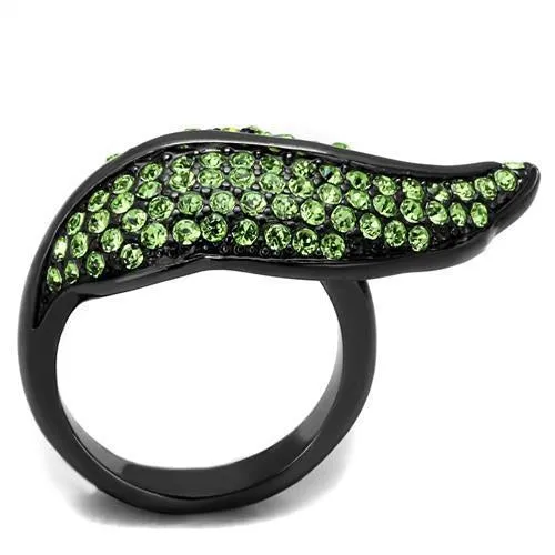 Gun Stainless Steel Ring Top GRD Crystal Peridot TK985LJ for Women Style Light
