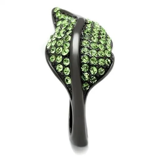 Gun Stainless Steel Ring Top GRD Crystal Peridot TK985LJ for Women Style Light