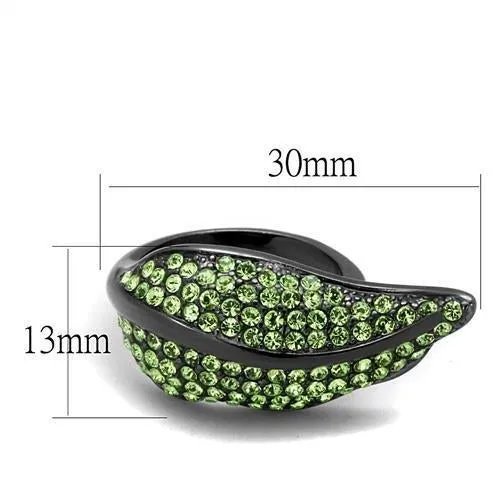 Gun Stainless Steel Ring Top GRD Crystal Peridot TK985LJ for Women Style Light