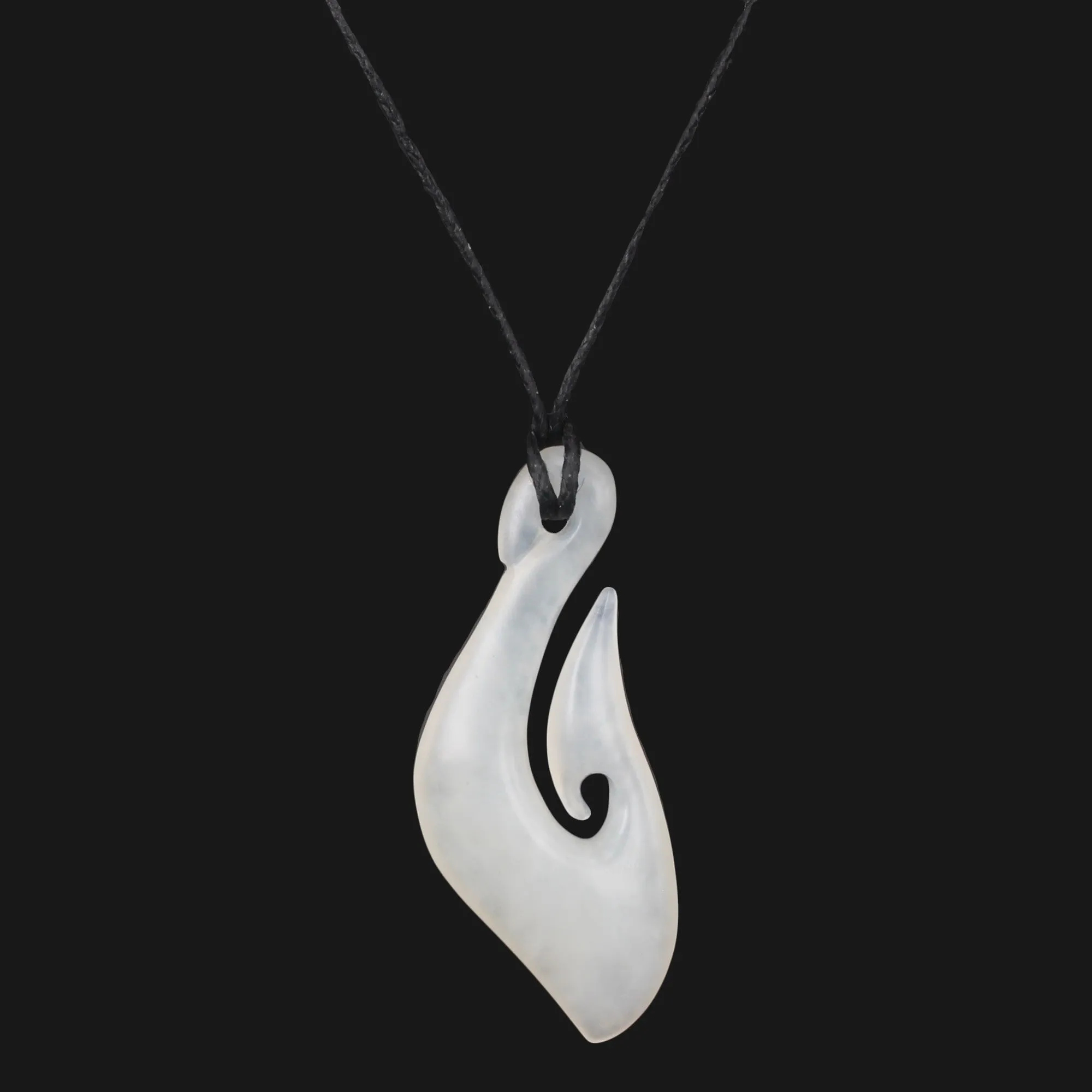 Hand Carved White Jade Maori Fishhook Pendant Necklace Traditional NZ Jewelry Design Unique Craftsmanship Stunning Piece for Men and Women