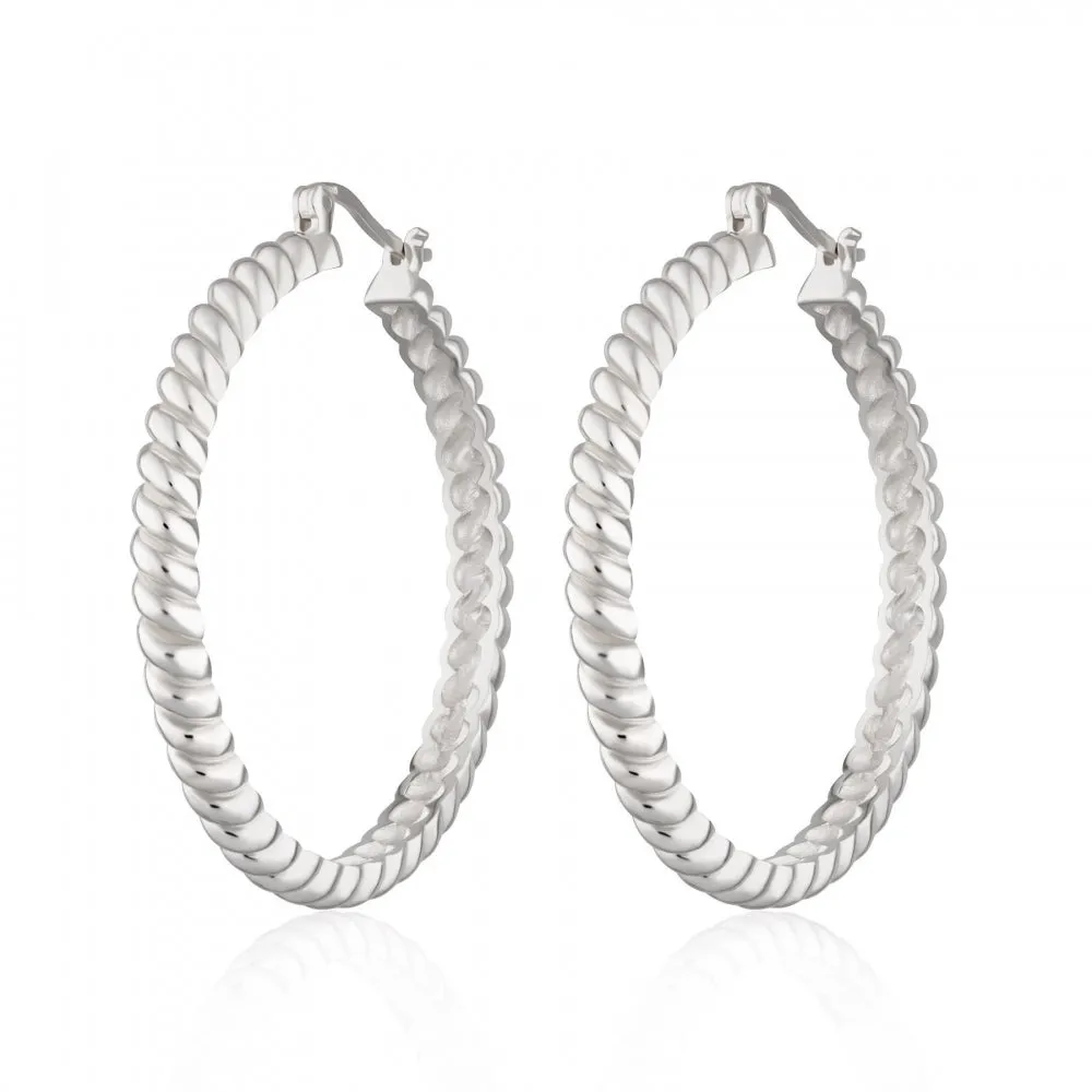 Hannah Martin Statement Twist Hoop Earrings - Silver - SPS-344