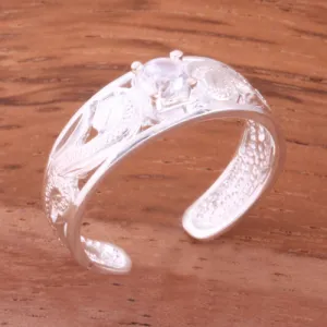 Hawaiian Scroll See Through with Clear Round CZ Toe Ring