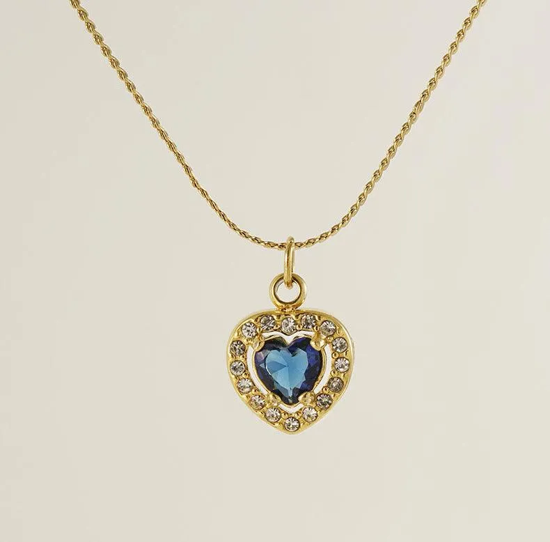 Heart-Shaped Zircon Pendant Necklace – 18K Gold Plated with Colourful Gemstone Options