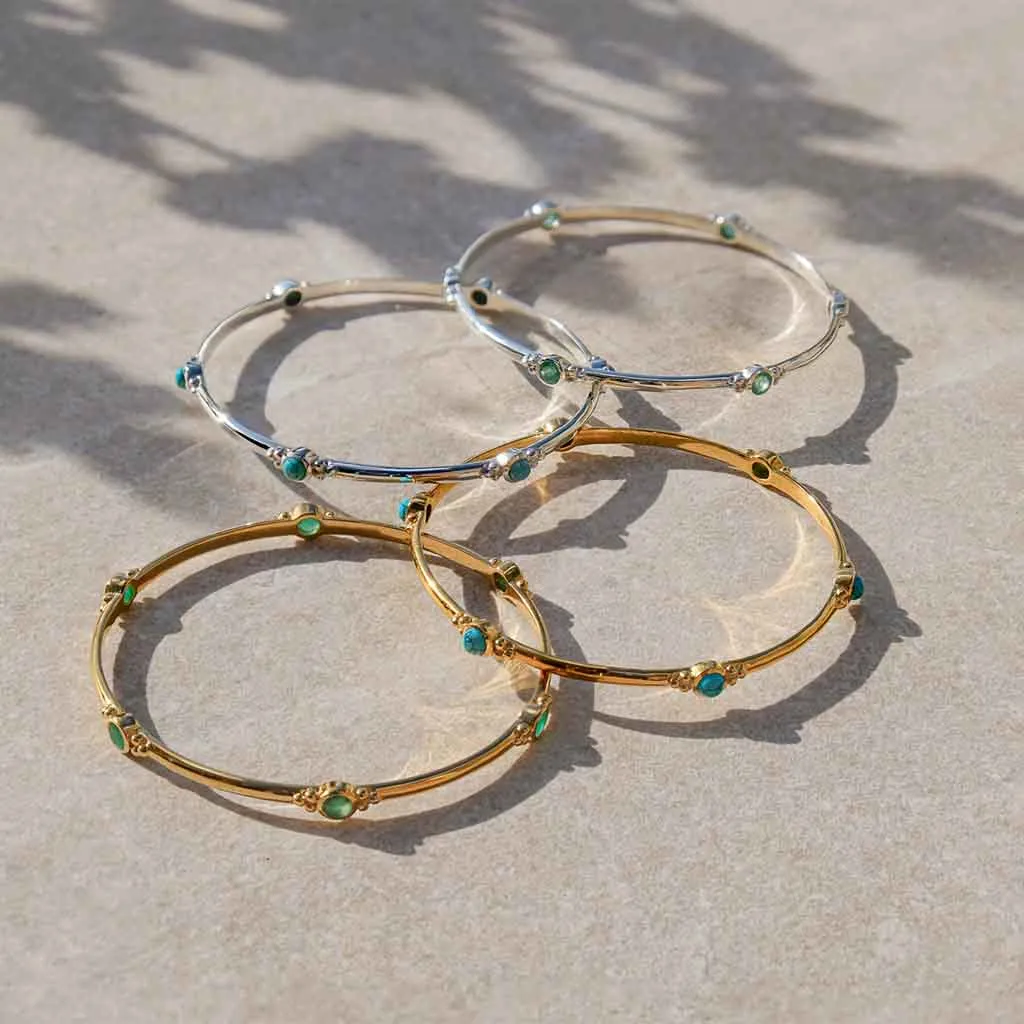 Holi Jewel Bangle - Gold Emerald