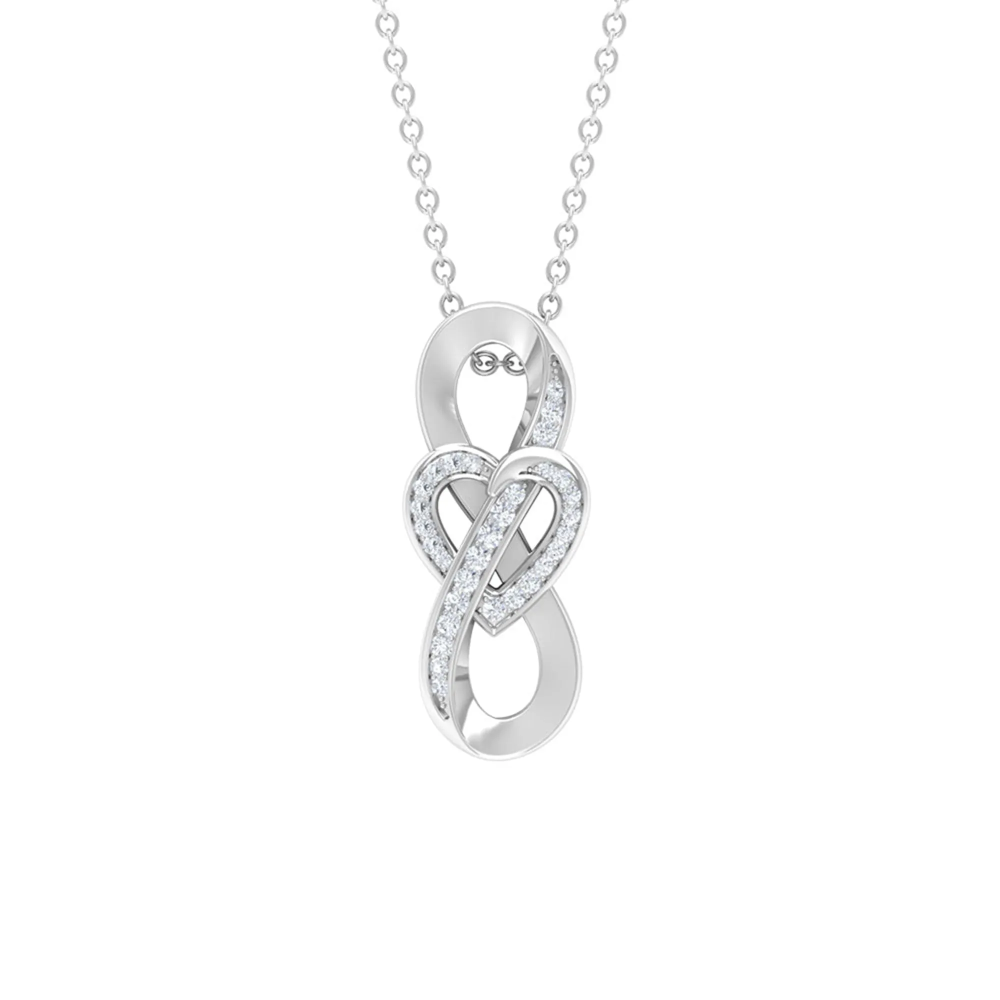 Infinity Heart Necklace with Diamond Accents