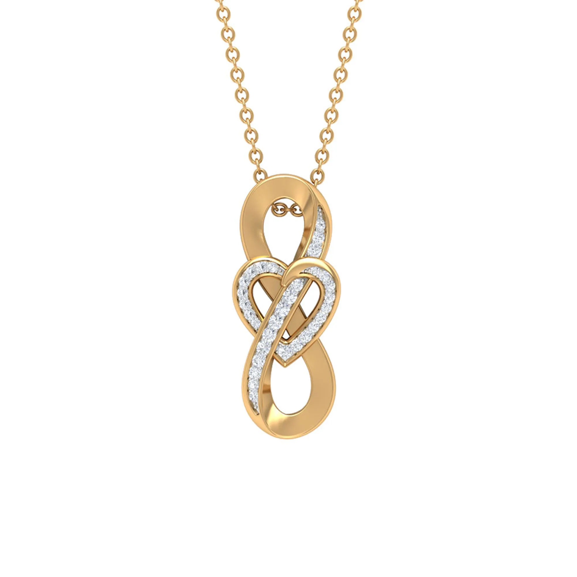 Infinity Heart Necklace with Diamond Accents
