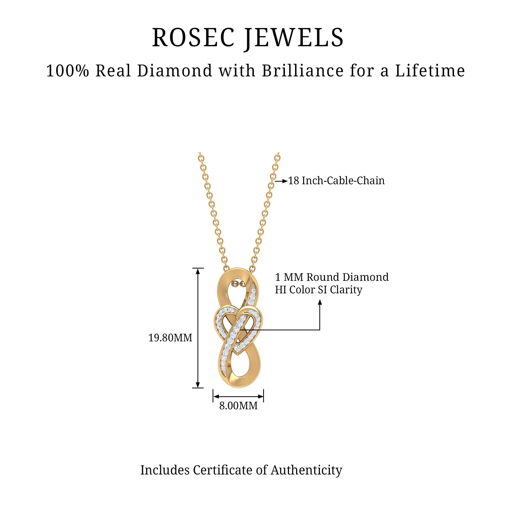 Infinity Heart Necklace with Diamond Accents