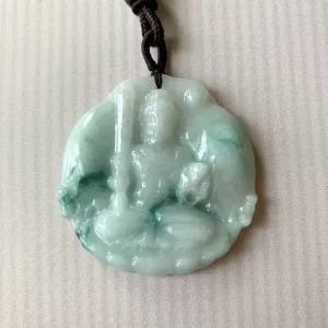 Jadeite Jade Acala Acalanātha Buddha Bu Dong Ming Wang, Bất Động Minh Vương, Carved Pendant Necklace, YJ-0321-0425614