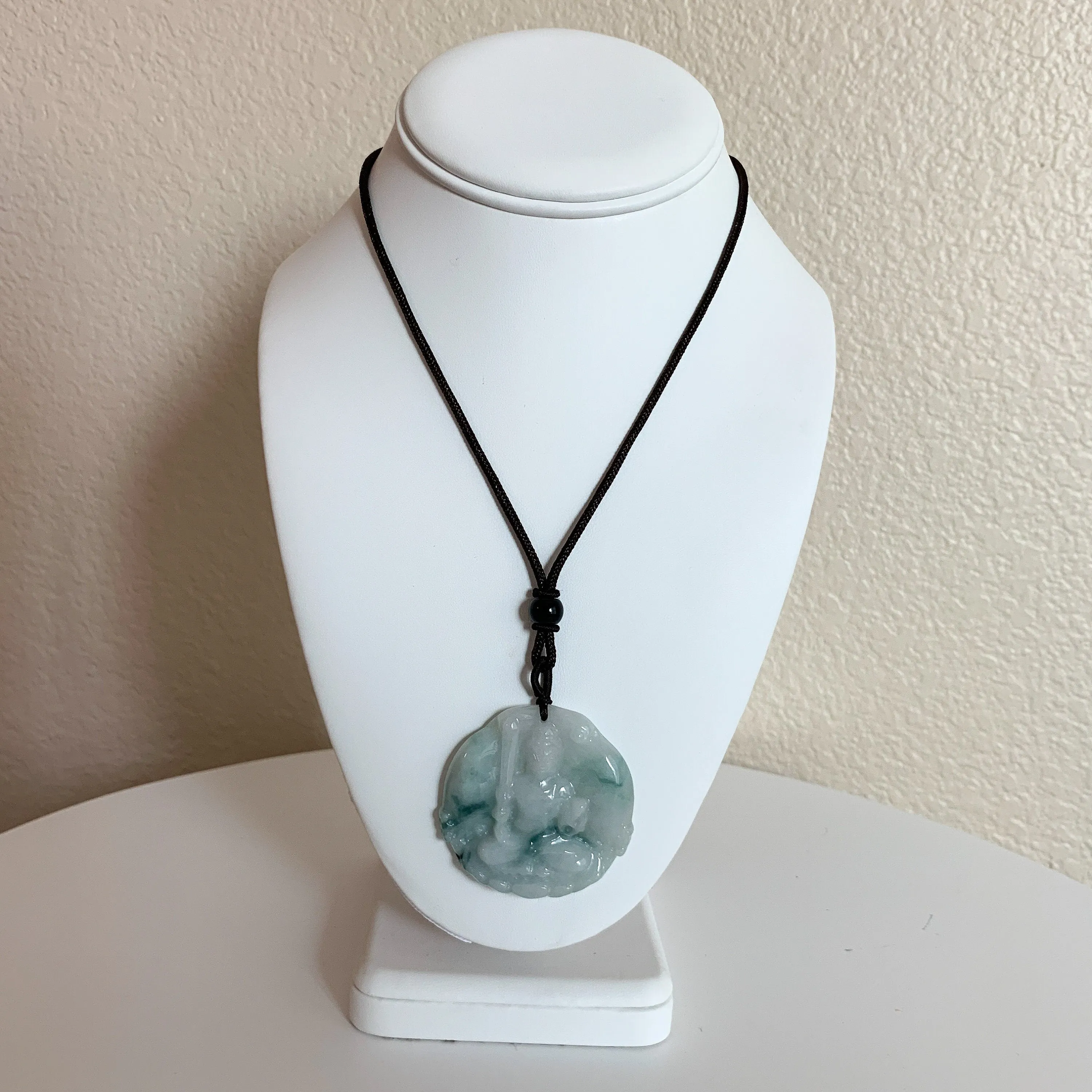 Jadeite Jade Acala Acalanātha Buddha Bu Dong Ming Wang, Bất Động Minh Vương, Carved Pendant Necklace, YJ-0321-0425614