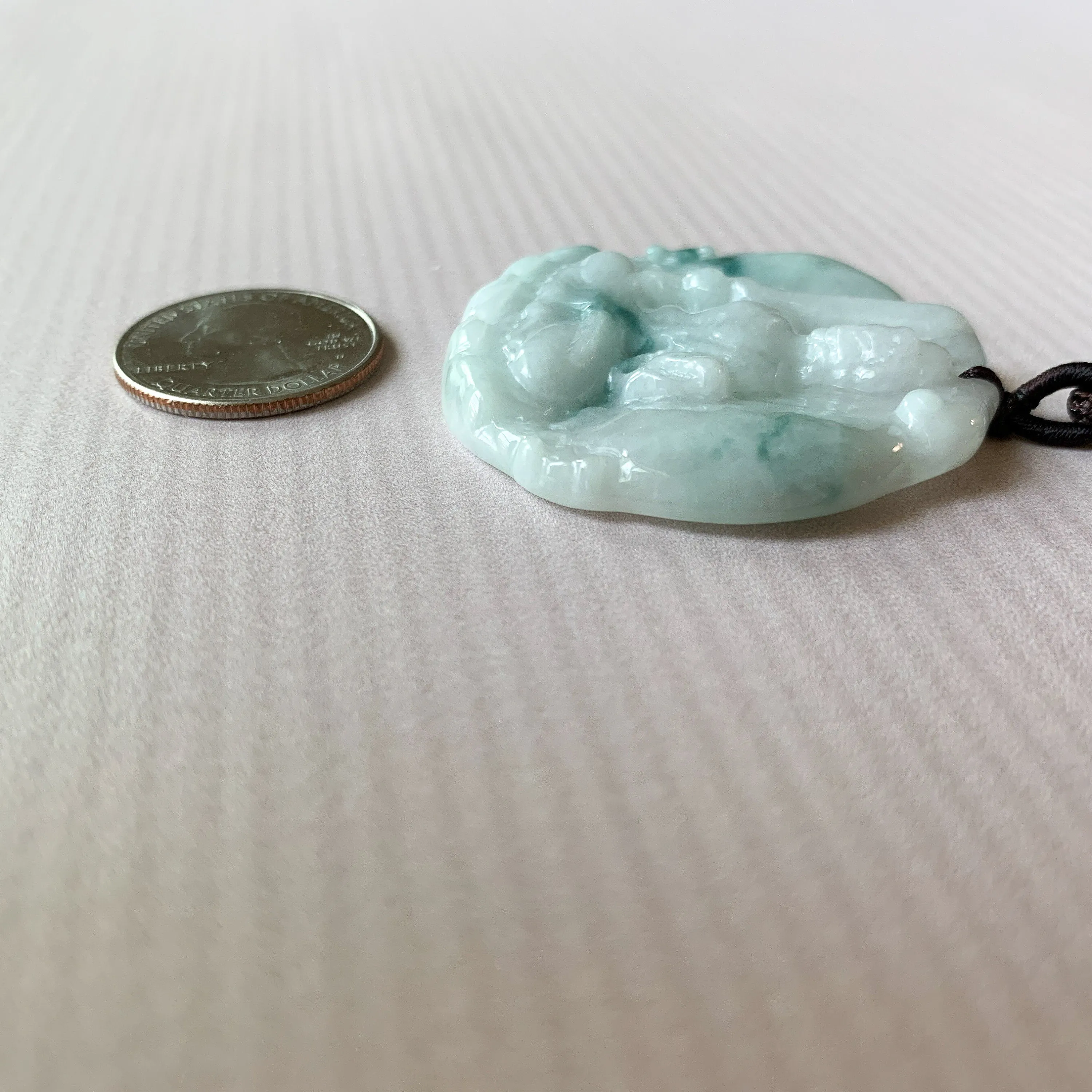 Jadeite Jade Acala Acalanātha Buddha Bu Dong Ming Wang, Bất Động Minh Vương, Carved Pendant Necklace, YJ-0321-0425614