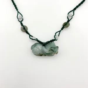 Jadeite Jade Ox Bull Cow Chinese Zodiac Carved Pendant Necklace, YW-0110-1646545381