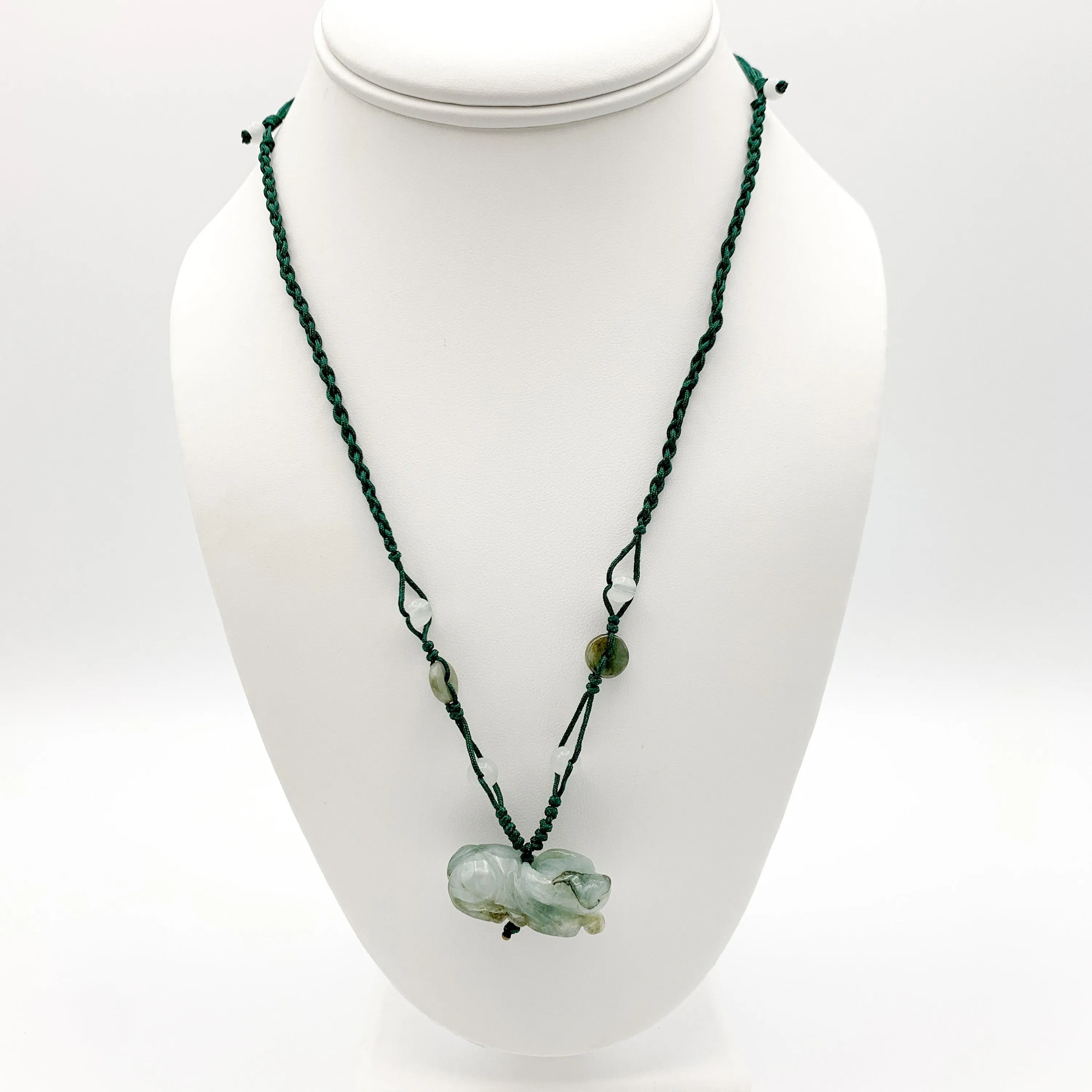 Jadeite Jade Ox Bull Cow Chinese Zodiac Carved Pendant Necklace, YW-0110-1646545381