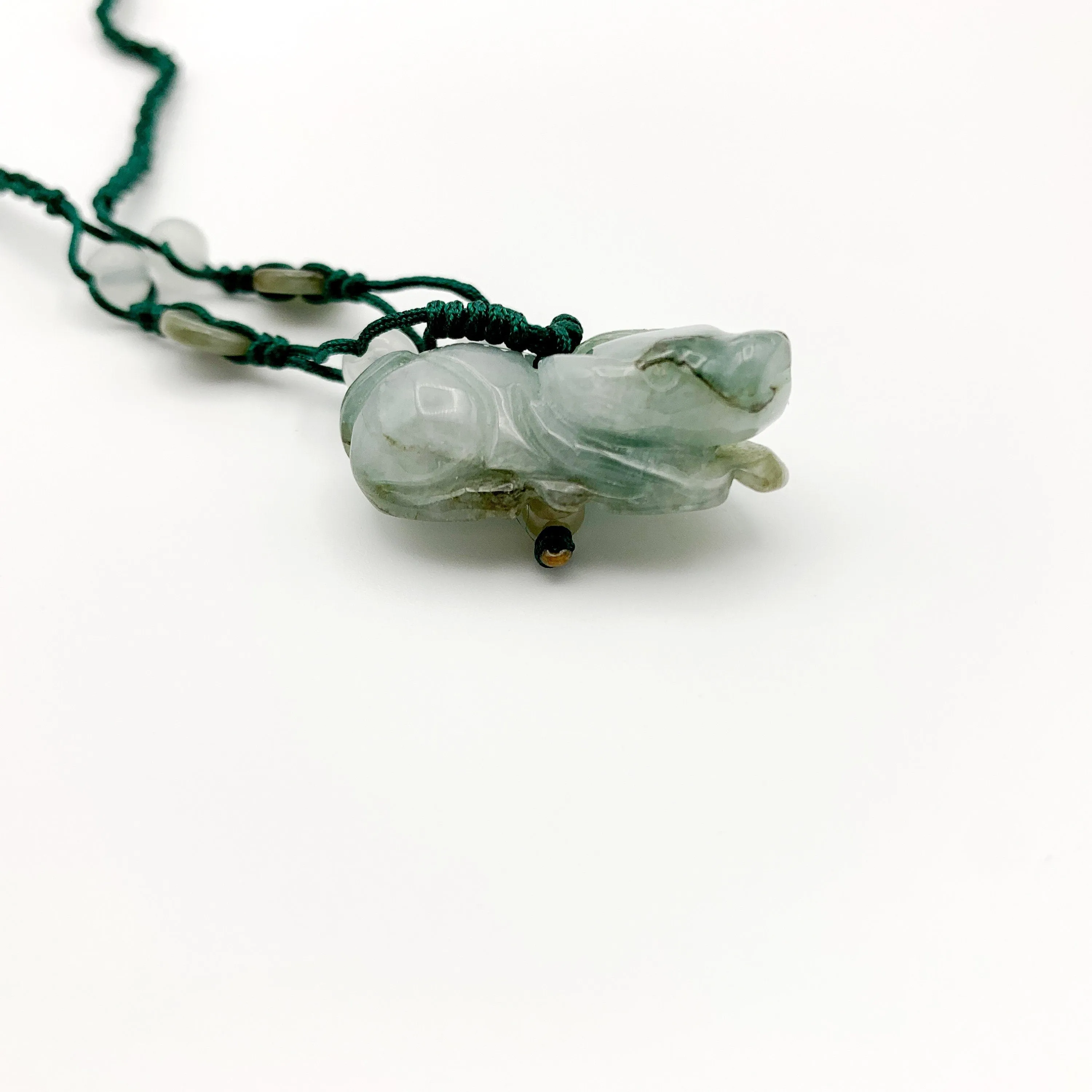 Jadeite Jade Ox Bull Cow Chinese Zodiac Carved Pendant Necklace, YW-0110-1646545381