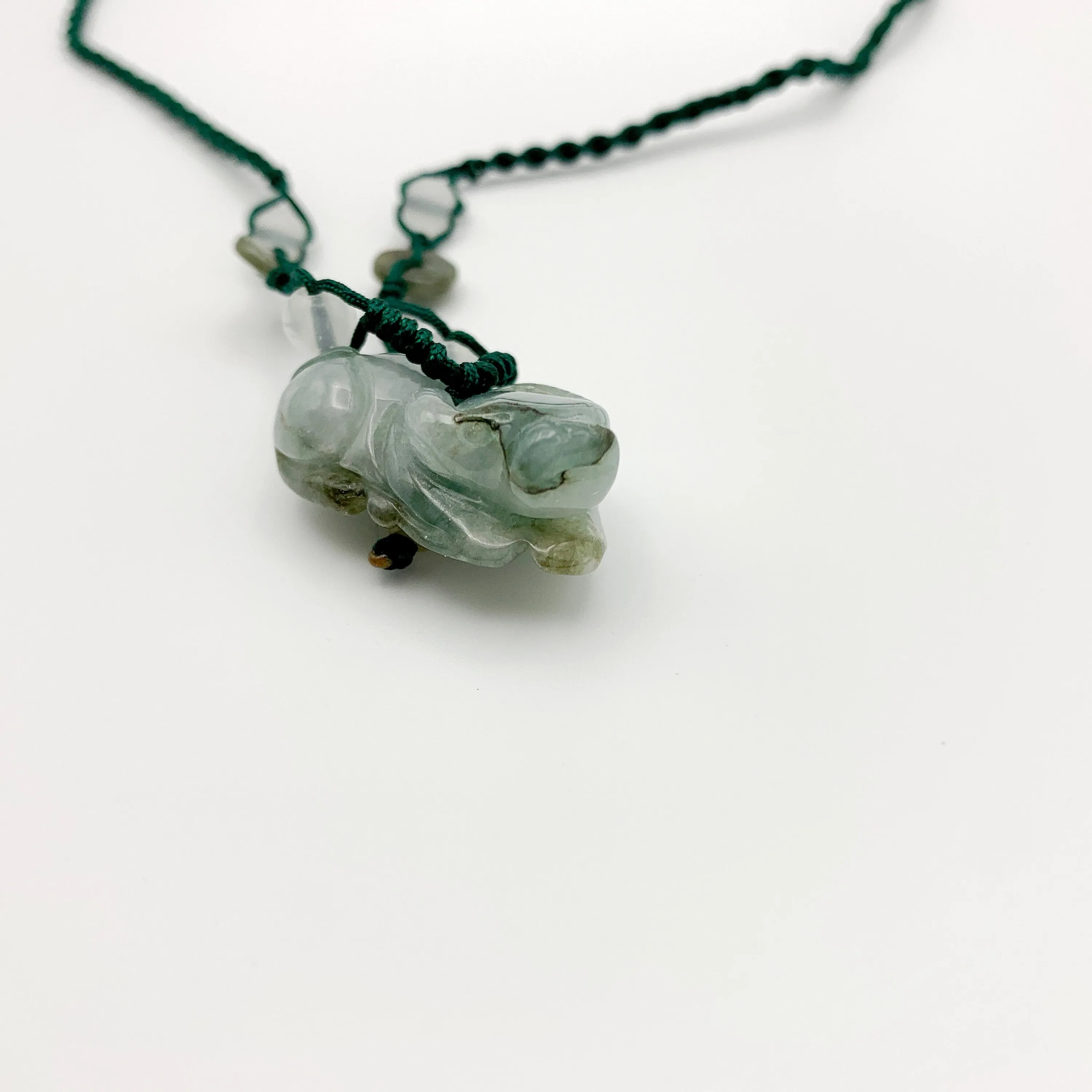 Jadeite Jade Ox Bull Cow Chinese Zodiac Carved Pendant Necklace, YW-0110-1646545381