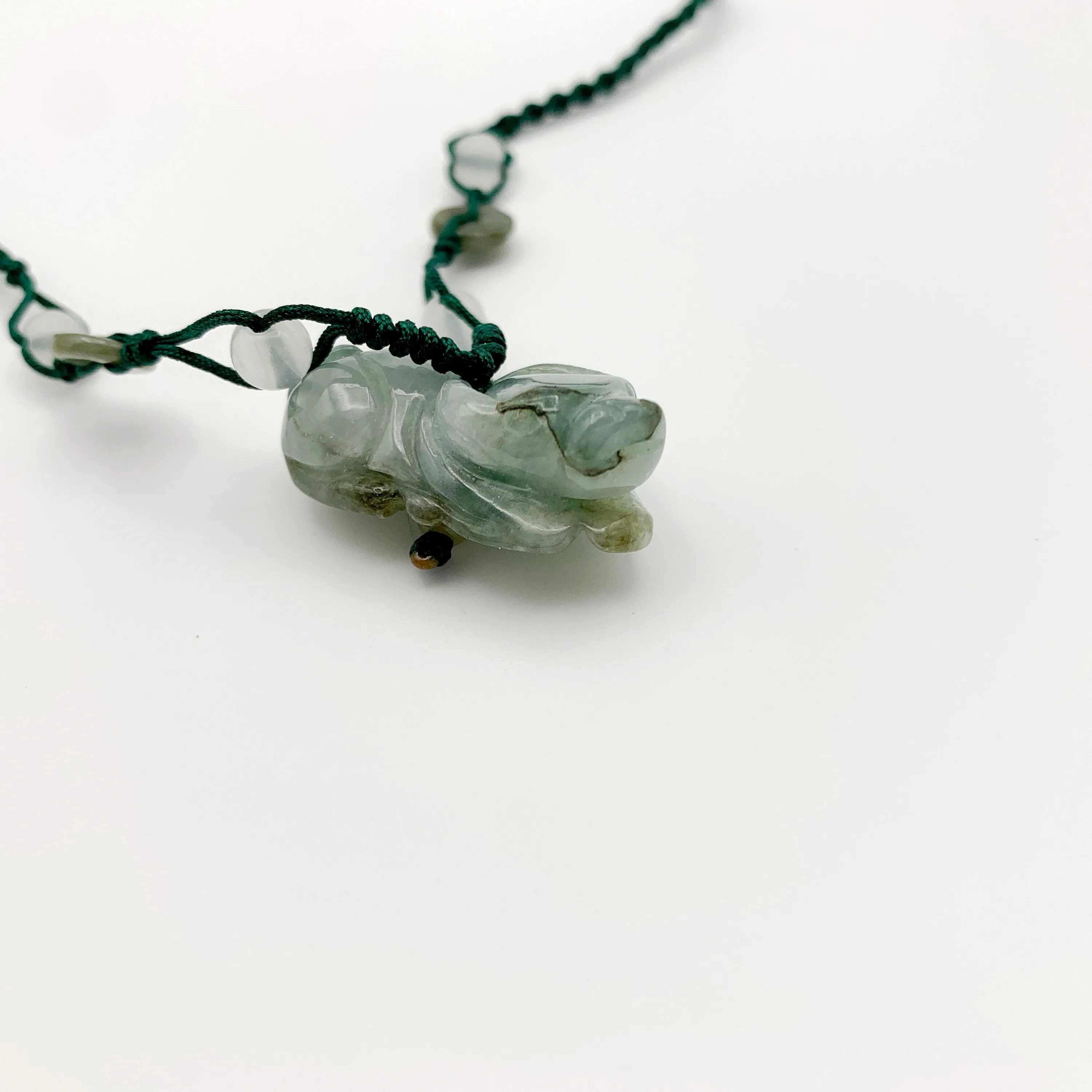 Jadeite Jade Ox Bull Cow Chinese Zodiac Carved Pendant Necklace, YW-0110-1646545381