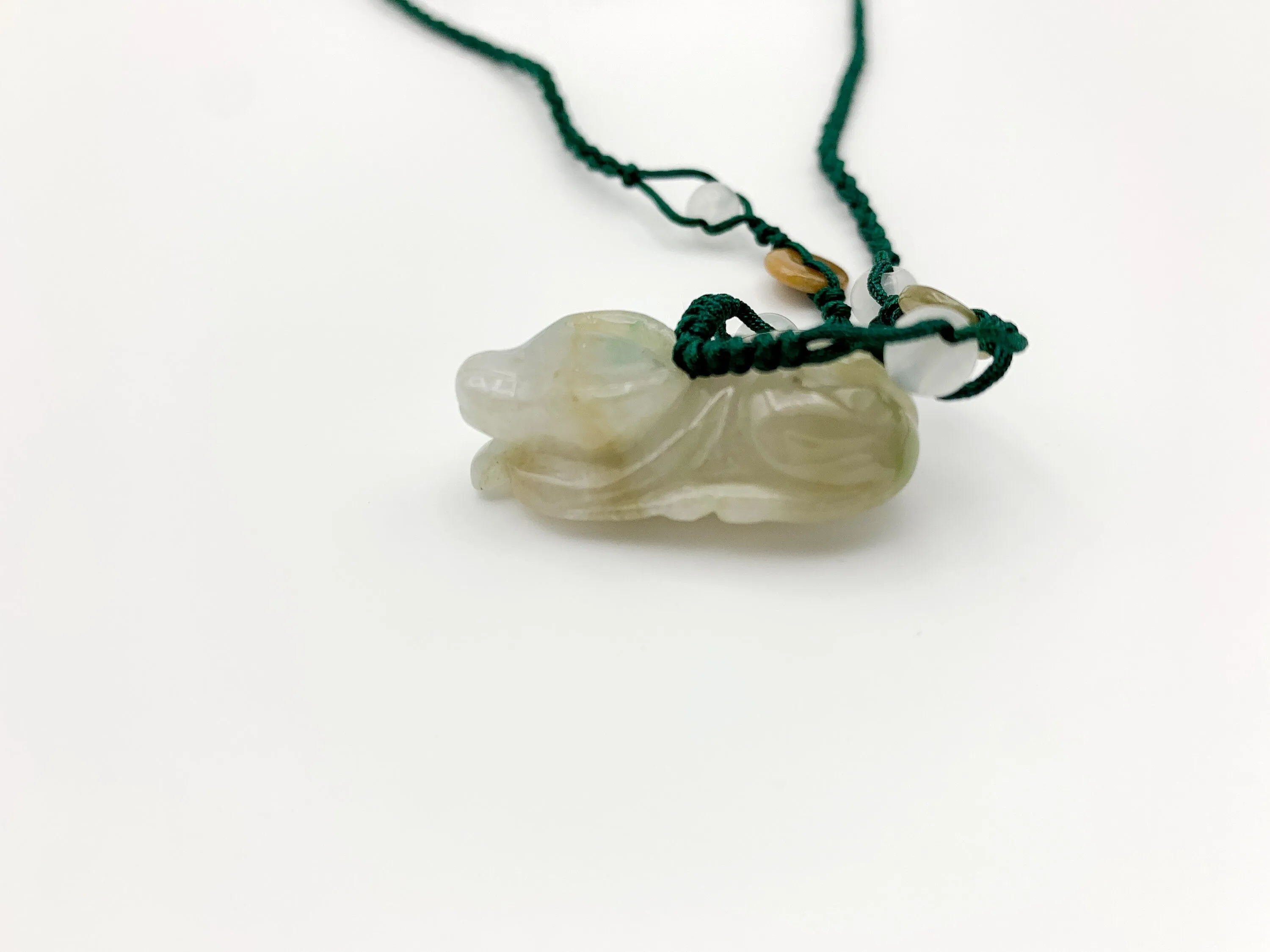Jadeite Jade Ox Bull Cow Chinese Zodiac Carved Pendant Necklace, YW-0110-1646545411